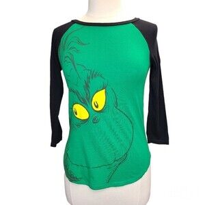 Dr Seuss The Grinch 3/4 Sleeve Cute High Low Shirt Sz Juniors S 3-5